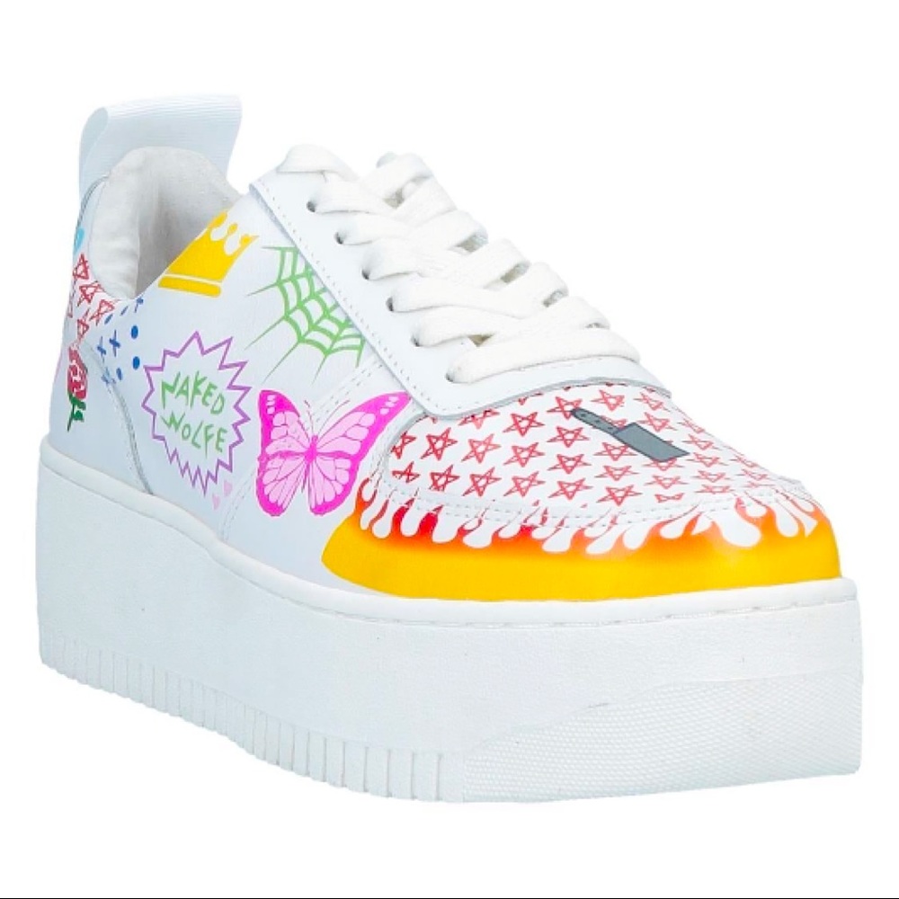 Naked Wolfe Multi-print Graphic Logo White Sneaker - Picture 11 of 11